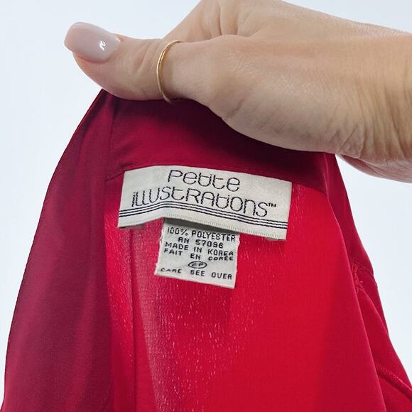 Vintage 80s Petite Illustrations Red Button Down Blouse Size 2P - Picture 5 of 5
